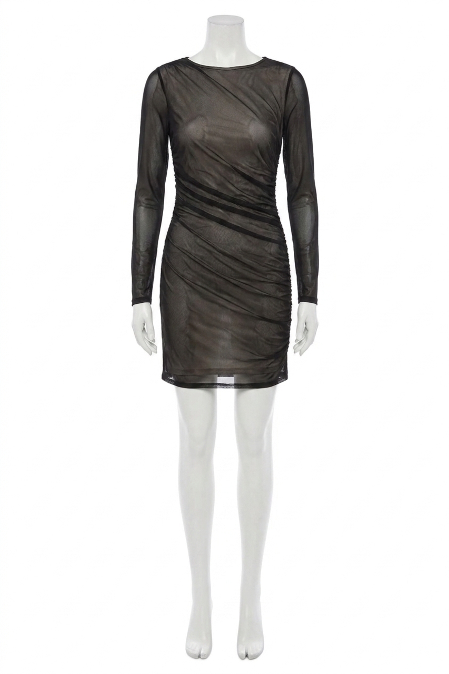 NEW DONNA MORGAN maggy london hendrix sheer dress in black & nude